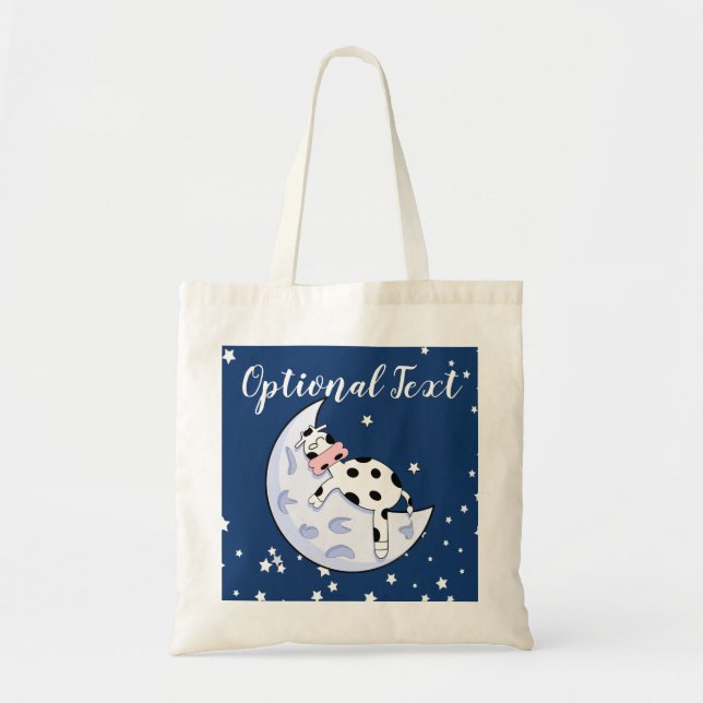 Bolso De Tela Vaca sobre la luna (Frente)