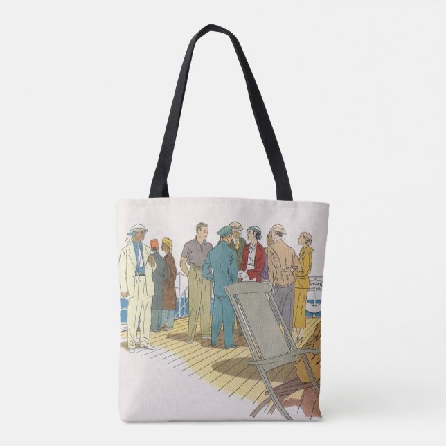 Bolso De Tela Vacaciones antiguas, barco de crucero de pasajeros (Reverso)