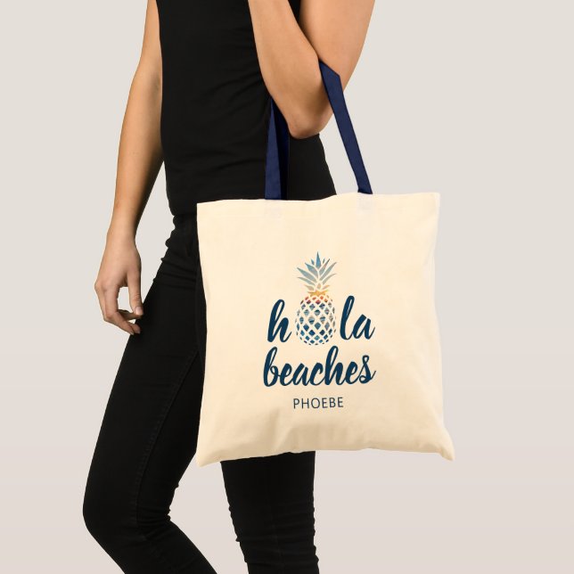 Bolso De Tela Vacaciones costeras de piña de verano personalizad (Anverso (producto))