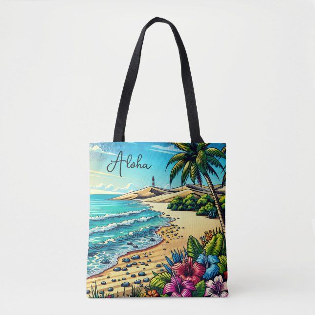 Bolso De Tela Vacaciones de Aloha en el Océano Tropical (Anverso)