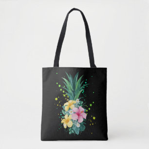 Bolso De Tela Vacaciones de arte de piña en las flores de Hawá