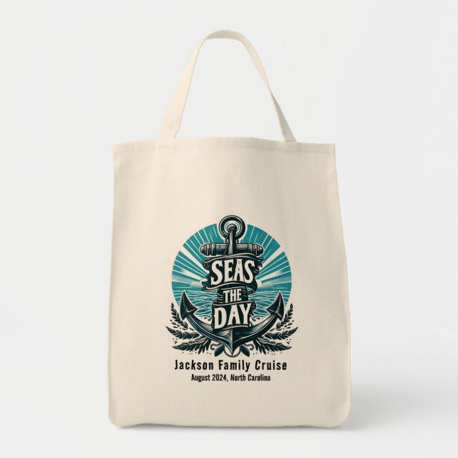 Bolso De Tela Vacaciones de crucero familiares personalizadas -  (Frente)