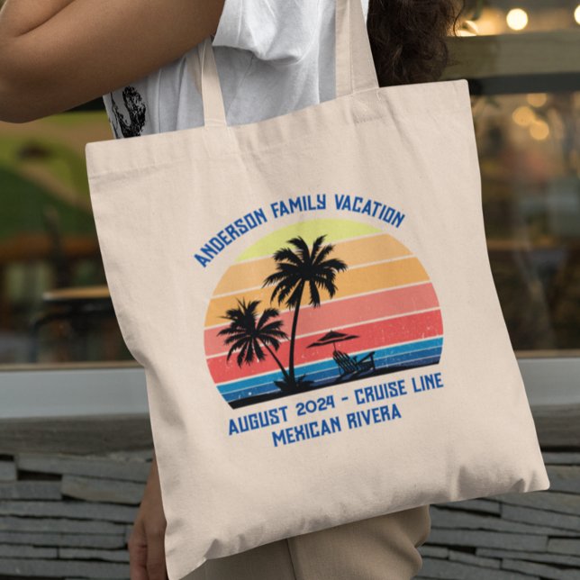 Bolso De Tela Vacaciones de la familia de cruceros Retro Palm Tr (Subido por el creador)