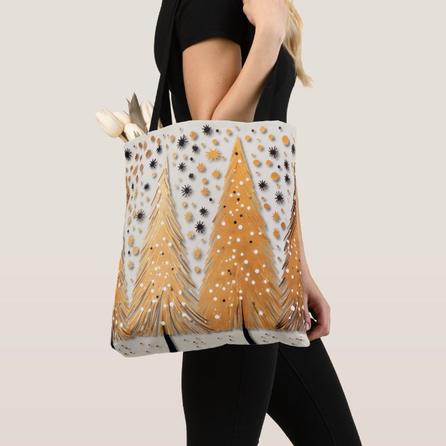 Bolso De Tela Vacaciones de los Árboles de Navidad brillantes co (Detalle)