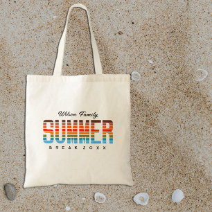 Bolso De Tela Vacaciones de verano en la playa con familia color