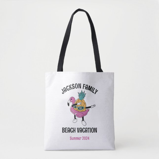 Bolso De Tela Vacaciones en la playa de la Reunión de la Familia (Anverso)