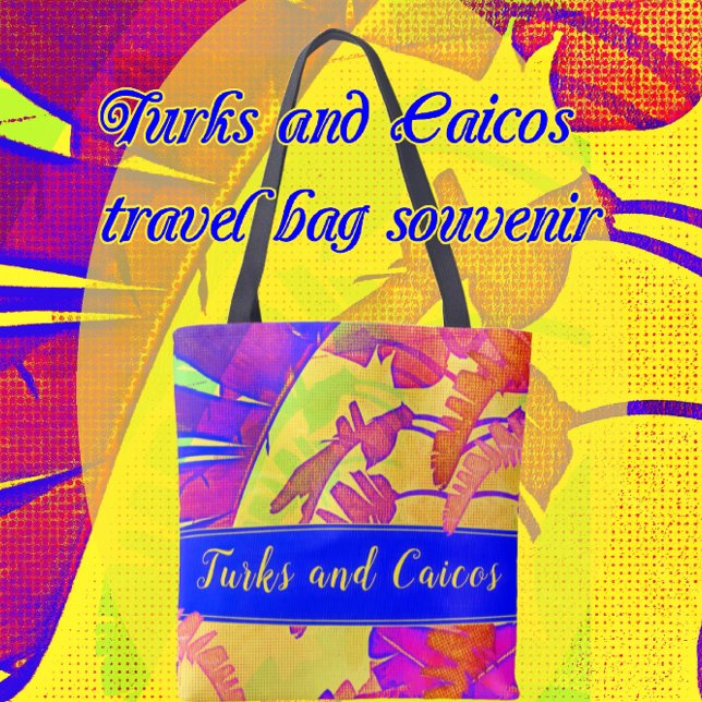 Bolso De Tela Vacaciones en las playas tropicales de las Islas T (Bright colorful Turks and Caicos travel souvenir.)