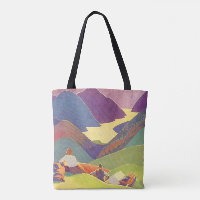 Bolso De Tela Vacaciones familiares antiguas, picnic en las mont (Reverso)