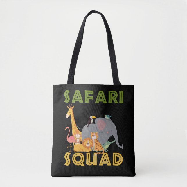 Bolso De Tela Vacaciones familiares de animales del zoológico Sa (Anverso)