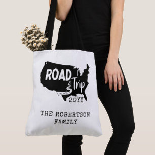 Bolso De Tela Vacaciones familiares de personalizados   Mapa de 