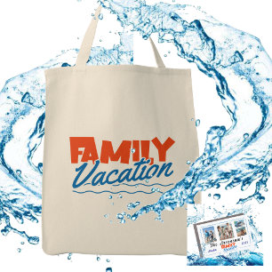 Bolso De Tela VACACIONES FAMILIARES DIVERTIDAS Tipografía Naranj