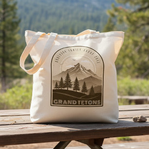 Bolso De Tela Vacaciones Familiares en la Montaña Retro Marrón I