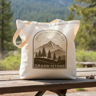 Bolso De Tela Vacaciones Familiares en la Montaña Retro Marrón I