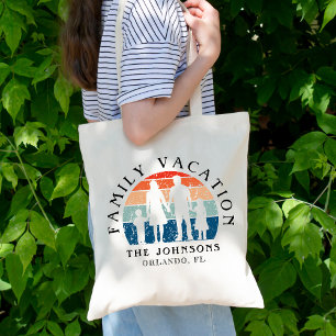 Bolso De Tela Vacaciones familiares Manos Retro Sun