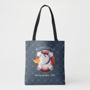 Bolso De Tela Vacaciones familiares Náuticas Personalizadas