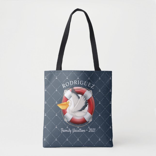 Bolso De Tela Vacaciones familiares Náuticas Personalizadas (Anverso)