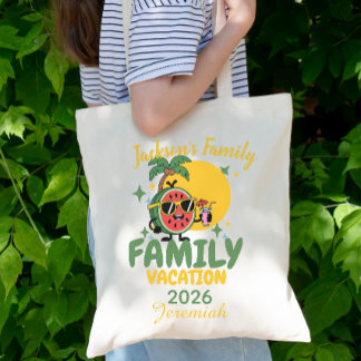 Bolso De Tela Vacaciones familiares nombre personalizado coincid