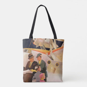 Bolso De Tela Vacaciones familiares vintage en hidroavión con hé