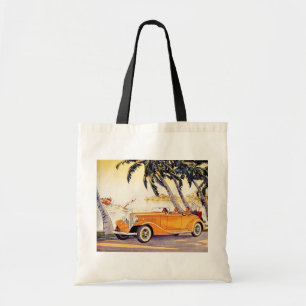 Bolso De Tela Vacaciones familiares vintage en un auto descapota
