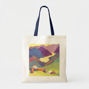 Bolso De Tela Vacaciones familiares vintage, picnic en las monta