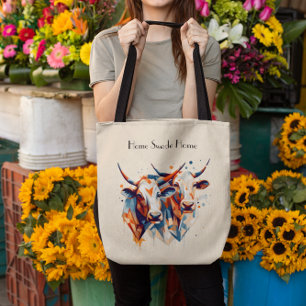 Bolso De Tela Vacas abstractas, personalizable