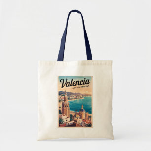 Bolso De Tela Valencia España Ilustracion Retro de arte de viaje