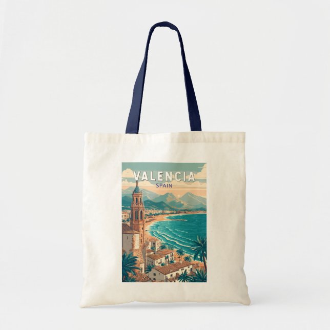 Bolso De Tela Valencia España Ilustracion Viaje de arte (Frente)