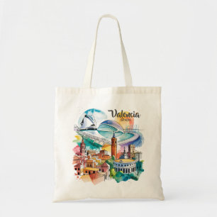 Bolso De Tela Valencia España Paisaje Urbano Acuarela Viaje Pers