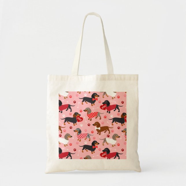 Bolso De Tela Valentine Dachshund (Frente)