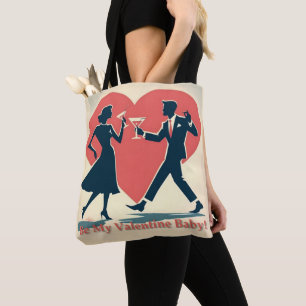 Bolso De Tela Valentine Hip Martini Pareja de baile de mediados 