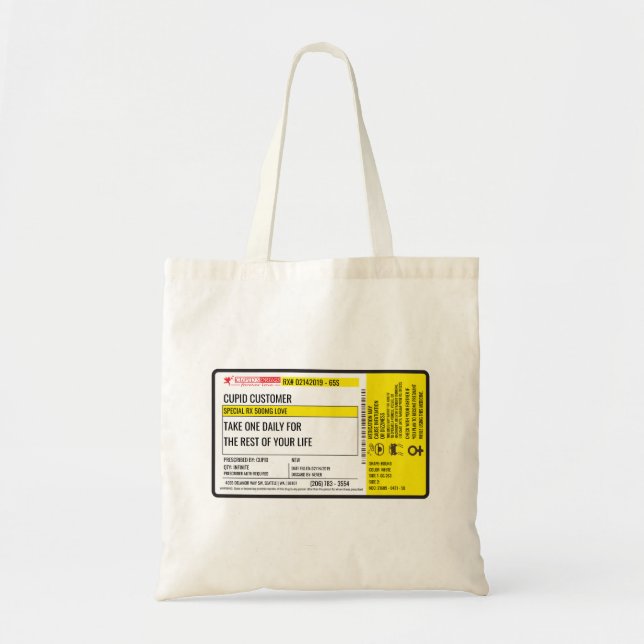 Bolso De Tela Valentine Love Prescription del Dr. Cupid (Frente)