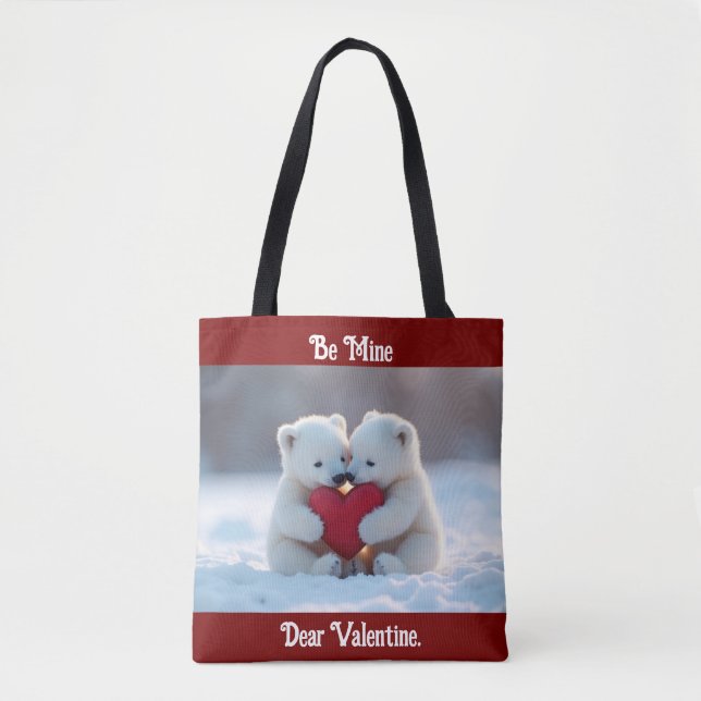 Bolso De Tela Valentine Polar Bear Cubs Tote (Anverso)