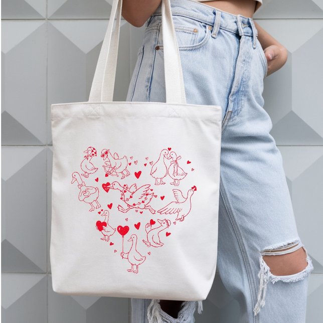 Bolso De Tela Valentine’s Day Goose Heart-Funny Aesthetic Goose (Subido por el creador)