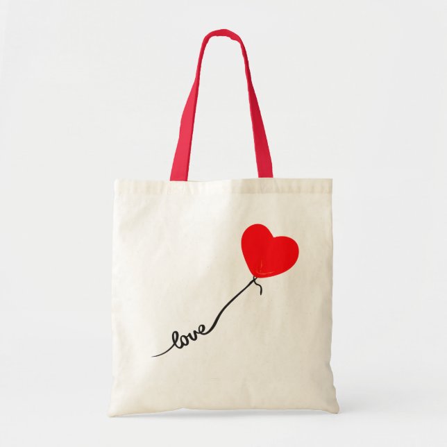 Bolso De Tela Valentine’s Day Love Heart Balloon Tote Bag (Frente)