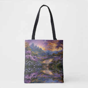 Bolso De Tela Valle de la Montaña Lavender al amanecer