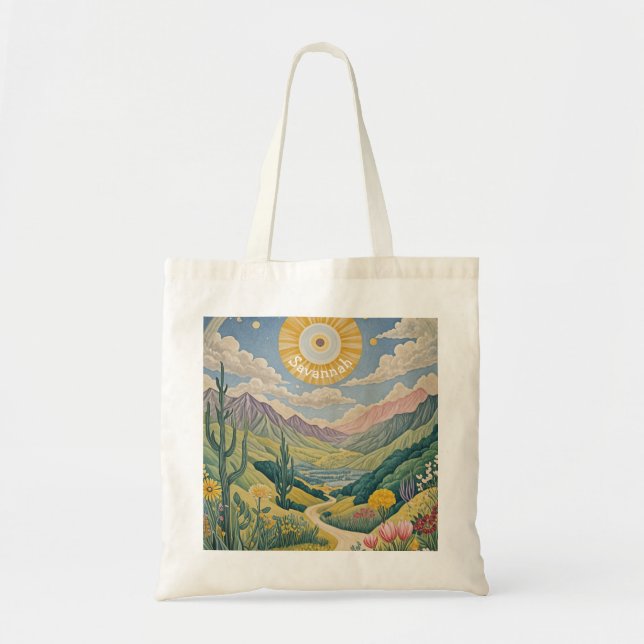Bolso De Tela Valle Tranquilo: Paisaje Pastel (Frente)