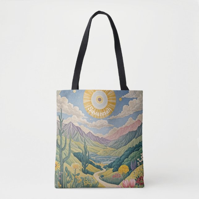 Bolso De Tela Valle Tranquilo: Paisaje Pastel (Anverso)