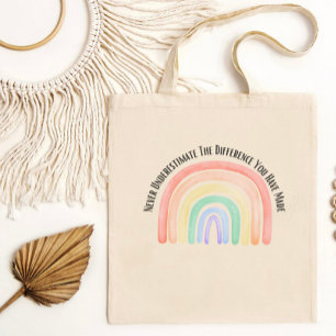 Bolso De Tela Valoración del profesor de arcoiris de Boho acuare