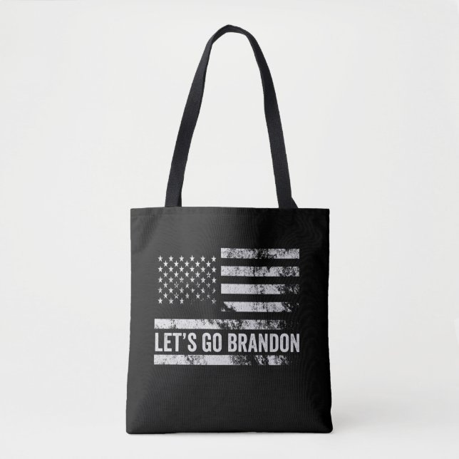 Bolso De Tela Vamos a Brandon Funny Bandera Patriótica Americana (Anverso)