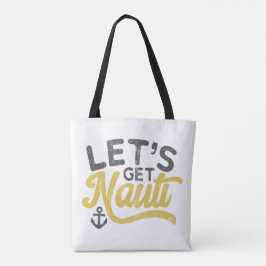 Bolso De Tela Vamos a Nauti Náutico Vintage Tipo Gris Amarillo