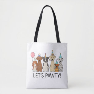 Bolso De Tela Vamos a Pawty Fiesta de Perros Adorables Celebraci