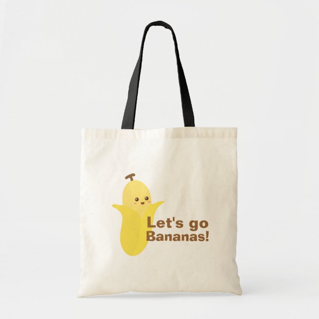 Bolso De Tela Vamos Bananas con este lindo y feliz plátano (Frente)