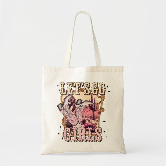 Bolso De Tela Vamos Chicas Cowgirl Fiesta retro occidental (Frente)