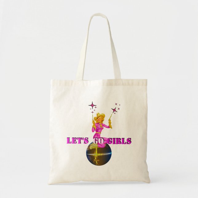 Bolso De Tela ¡Vamos Chicas! Disco Cowgirl Bachelorette lindo (Frente)