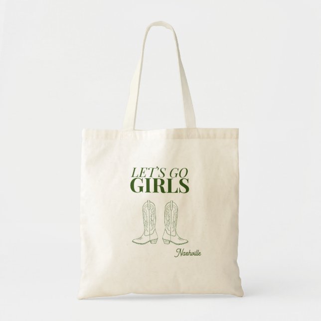 Bolso De Tela Vamos chicas, vaquera de Bachelorette Green Cute (Frente)