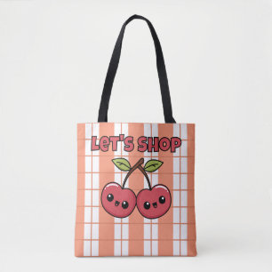 Bolso De Tela Vamos de compras, Cerezas, Tartán