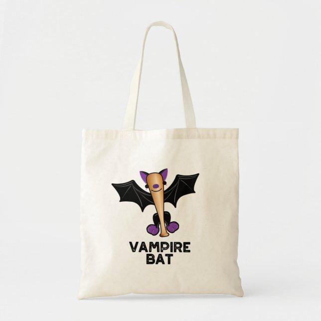 Bolso De Tela Vampiro Bat Funny Béisbol Pun (Frente)