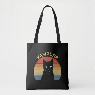 Bolso De Tela Vampurr divertido gato vampiro retro atardecer Hal