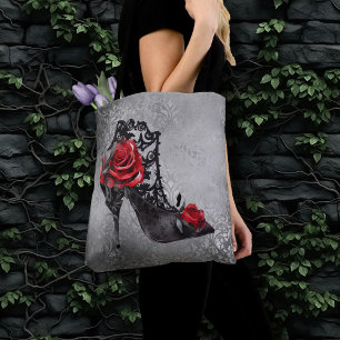 Bolso De Tela Vampy Vogue Grunge   Rosas de Stiletto Lace Bootie