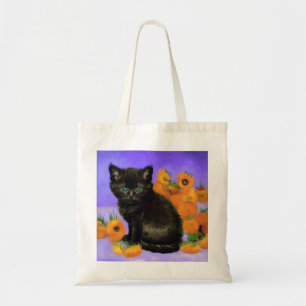 Bolso De Tela Van Gogh Black Kitten con girasoles